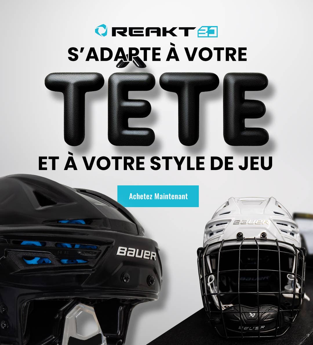 Casques de hockey Bauer Re-Akt 3D. S’adapte à votre tête… et à votre style de jeu.
