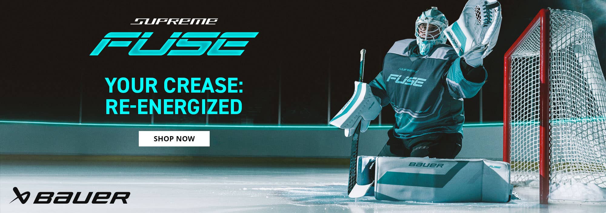Bauer Supreme Fuse Goalie Equipment. Your crease: re-energized.