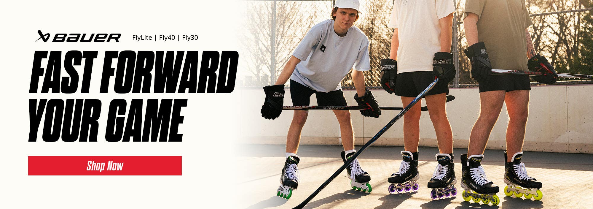Bauer Vapor FlyLite, Fly40 and Fly30 roller hockey skates. Fast forward your game.
