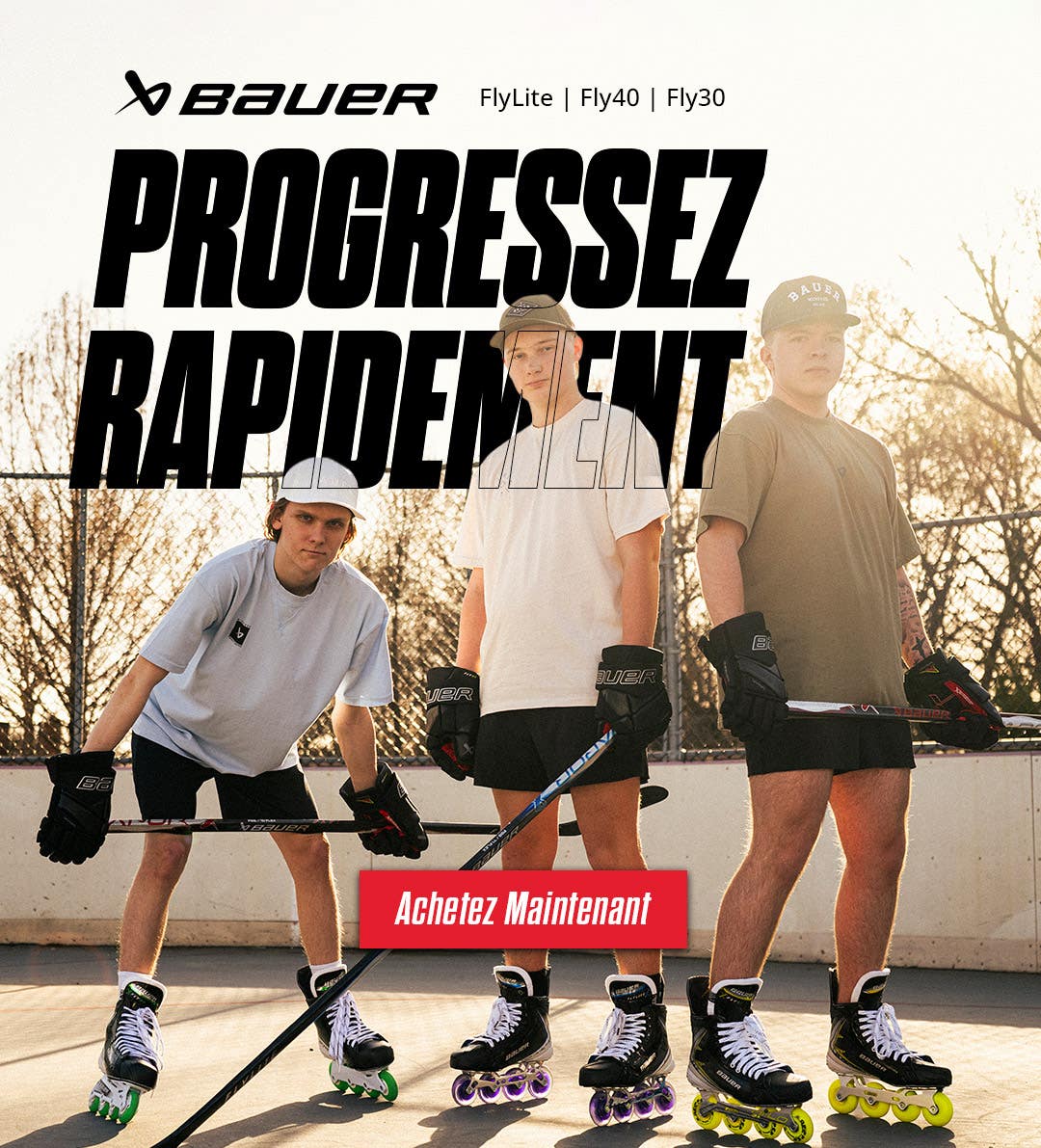 Patins de hockey à roulettes Bauer Vapor FlyLite, Fly40 et Fly30. Progressez rapidement.