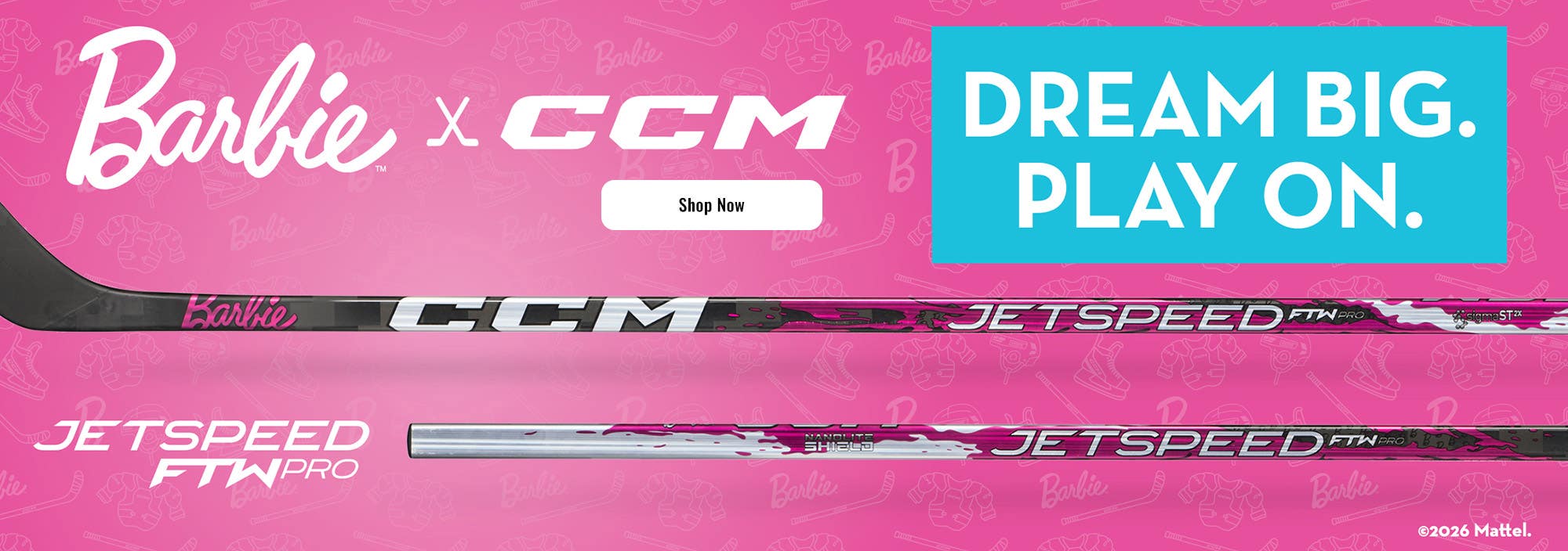 CCM x Barbie Collection. Dream big. Play on.