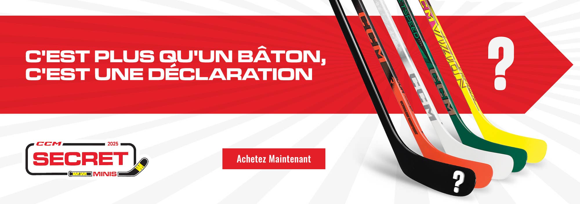 CCM Secret Mini Hockey Sticks. C'est plus qu'un bâton, c'est une déclaration.