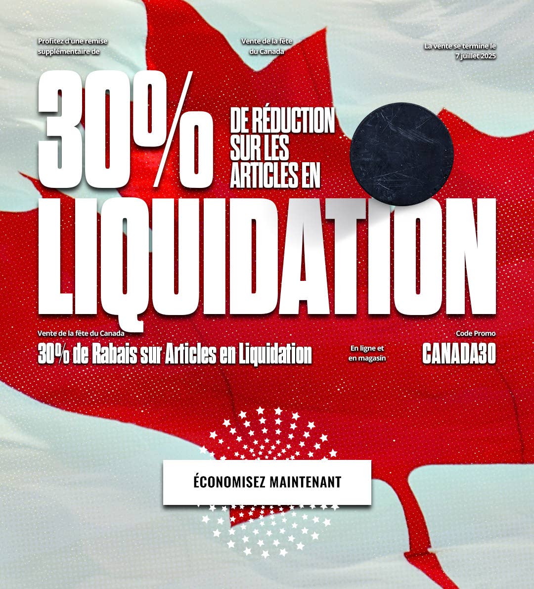Vente de la fête du Canada : 30 % de rabais sur les articles en liquidation avec code promo CANADA30