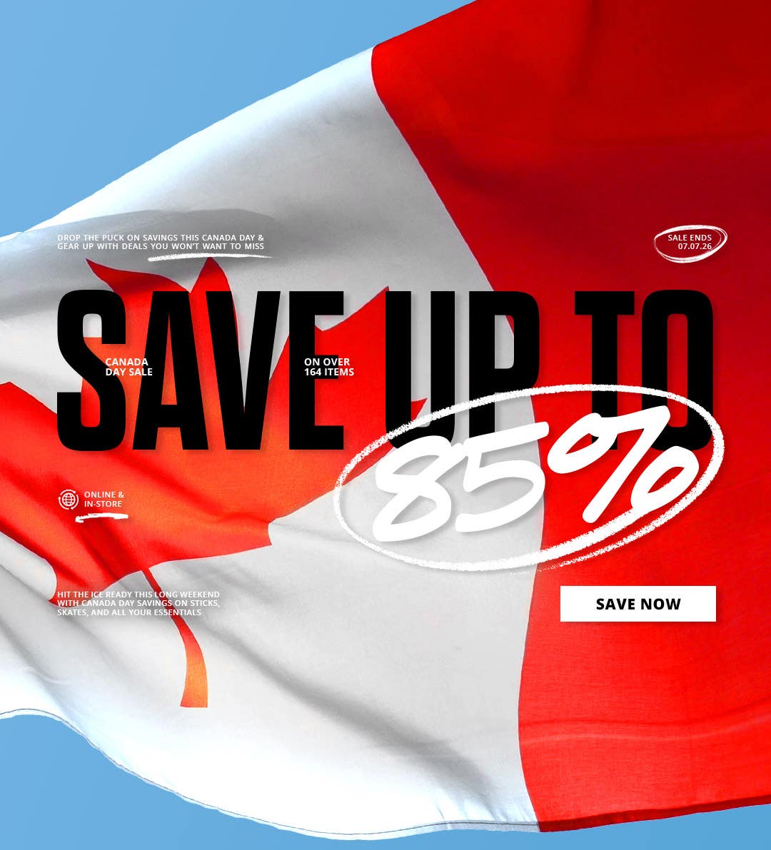 Canada Day Sale. Save up to 85% on over 164 items. Sale ends 7/7/2026.