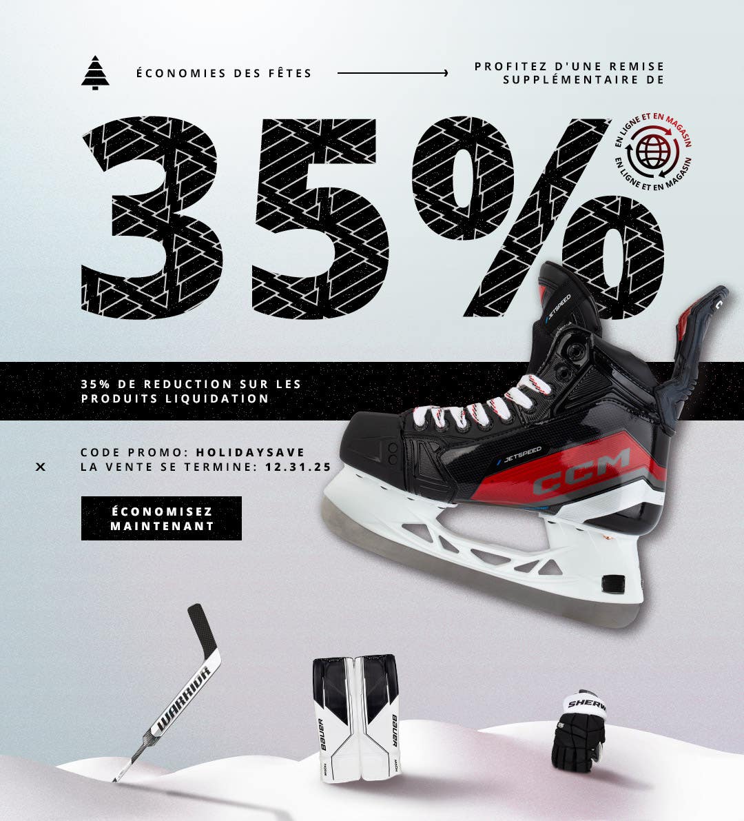Économies des fêtes : Profitez d'une remise supplémentaire de 35 % de reduction sur les produits liquidation avec code promo HOLIDAYSAVE. La vente se termine 12/31/25.