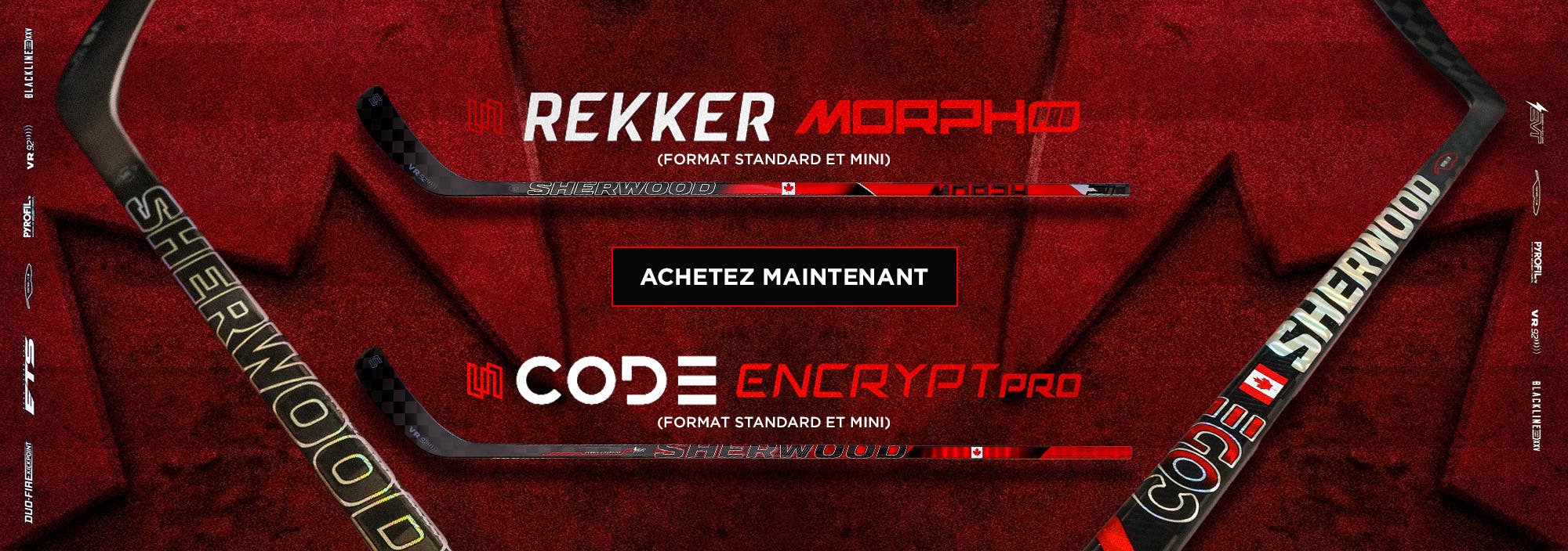 Bâtons de hockey Sherwood Global Series. Rekker Morph Pro et Code Encrypt Pro.