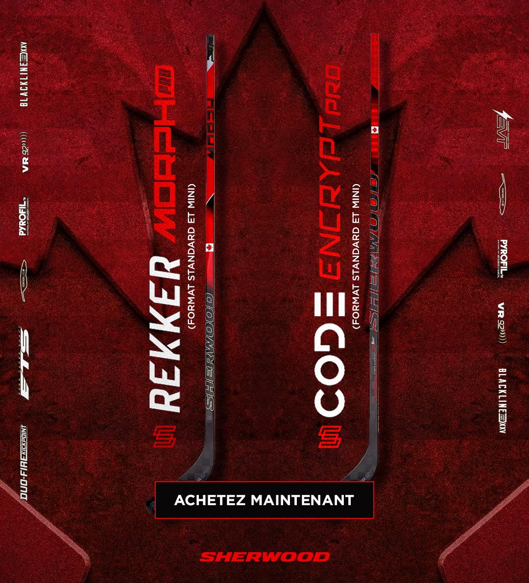 Bâtons de hockey Sherwood Global Series. Rekker Morph Pro et Code Encrypt Pro.