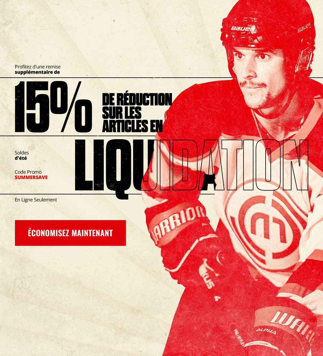 Profitez d'une remise supplémentaire de 15 % de réduction sur les articles en liquidation avec code promo SUMMERSAVE