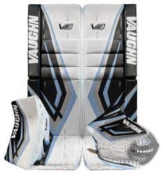 Vaughn VX1 Pro Carbon Stock Custom WHT/BLK/BLU Senior Goalie Equipment Combo (33+2)