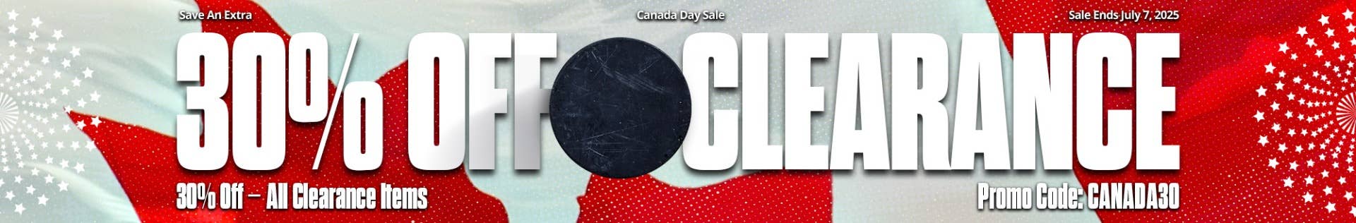 Canada Day Sale: Save an extra 30% off all clearance items with promo code CANADA30