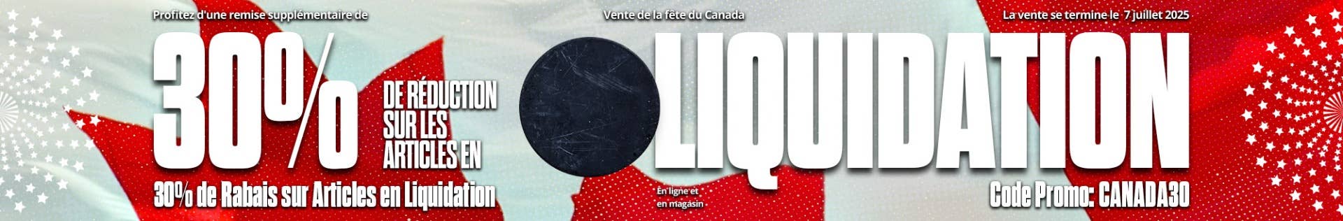 Vente de la fête du Canada : 30 % de rabais sur les articles en liquidation avec code promo CANADA30