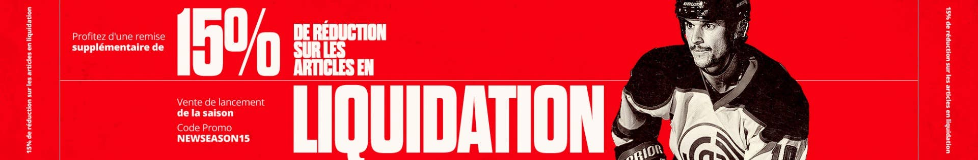 Vente de lancement de la saison : Profitez d'une remise de réduction sur les articles en liquidation. Code promo NEWSEASON15.