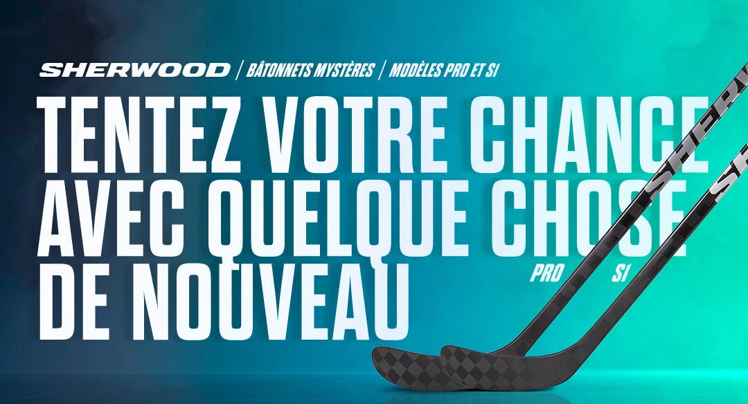 B&acirc;tonnets de hockey myst&egrave;res Sherwood. Mod&egrave;les Pro et S1. Tentez votre chance avec quelque chose de nouveau.