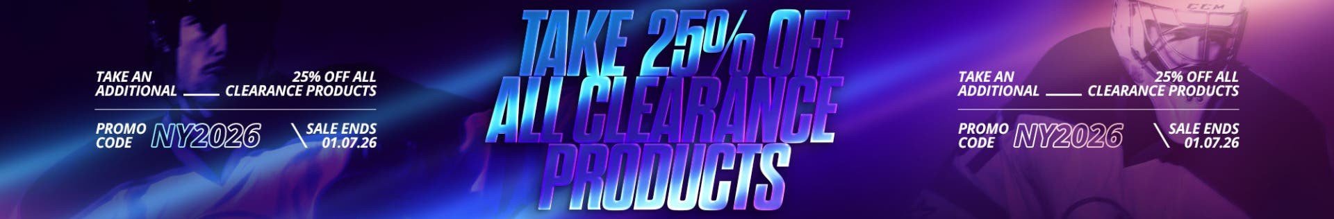 Take 25% off all clearance products. Promo code NY2026. Sale ends 1/7/26.