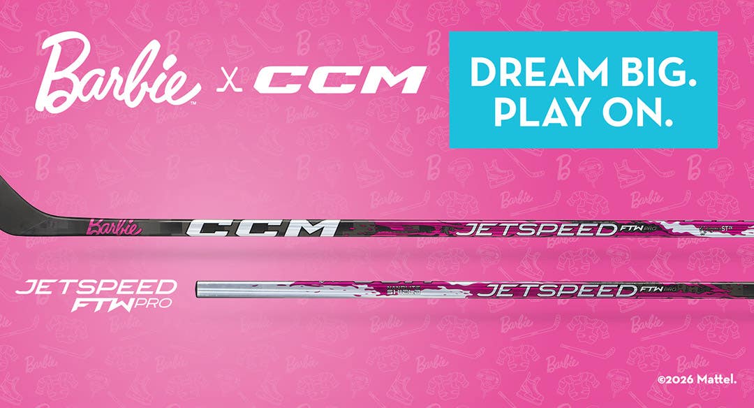 CCM x Barbie Collection. Dream big. Play on.